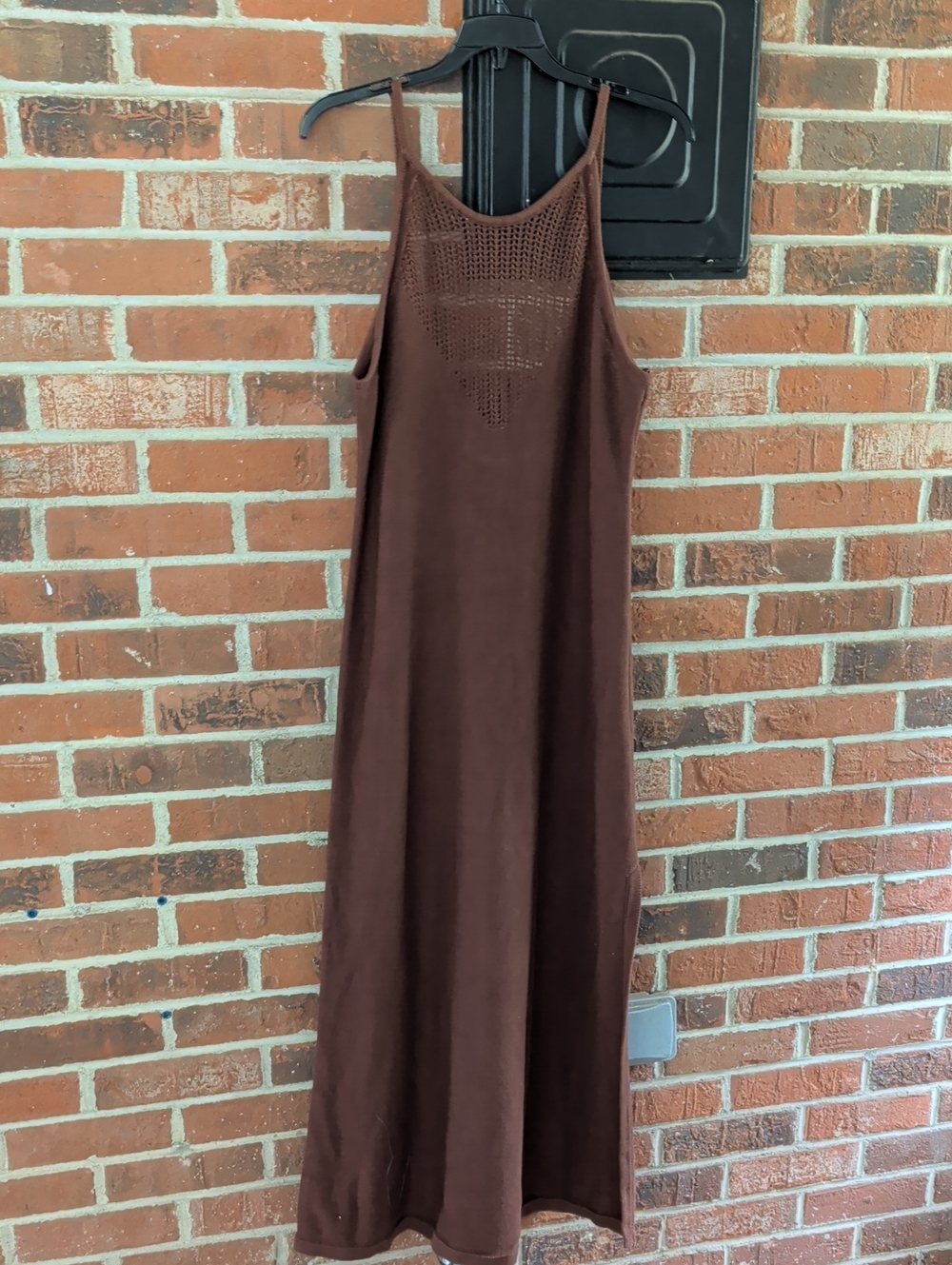 Calvin Klein Brown Tan Sweater Knit Maxi Dress Size L (1147)